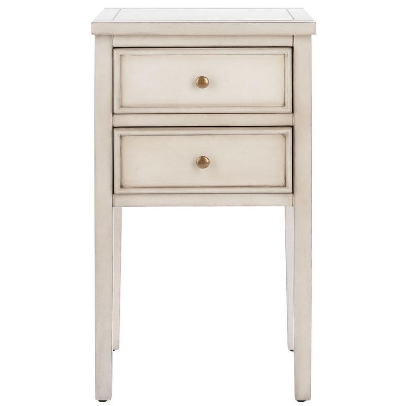 White Lacquered Ash and Elm 2-Drawer Accent Table