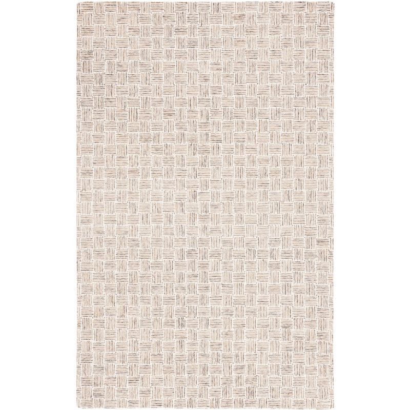 Handmade Taupe and Ivory Wool Tufted Area Rug, 4' x 6'