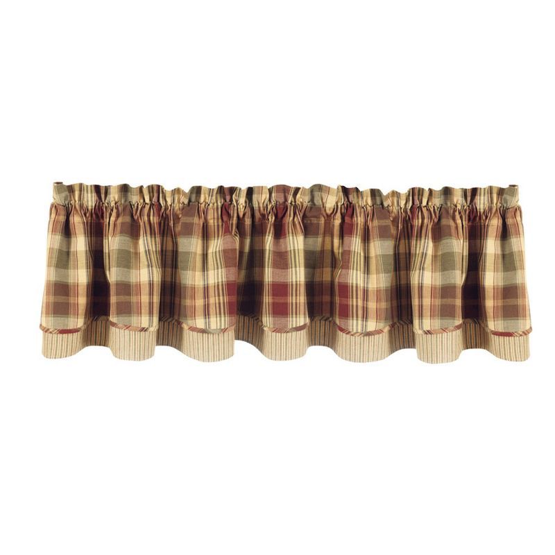 Red and Tan Plaid Cotton Rod Pocket Valance