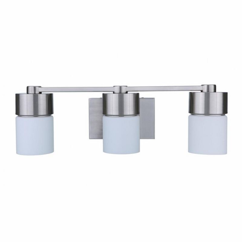 Polished Nickel 3-Light Cylinder Wall Sconce with White Shades