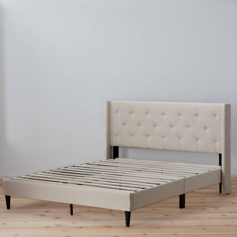 Isabelle Cream Upholstered King Wingback Platform Bed