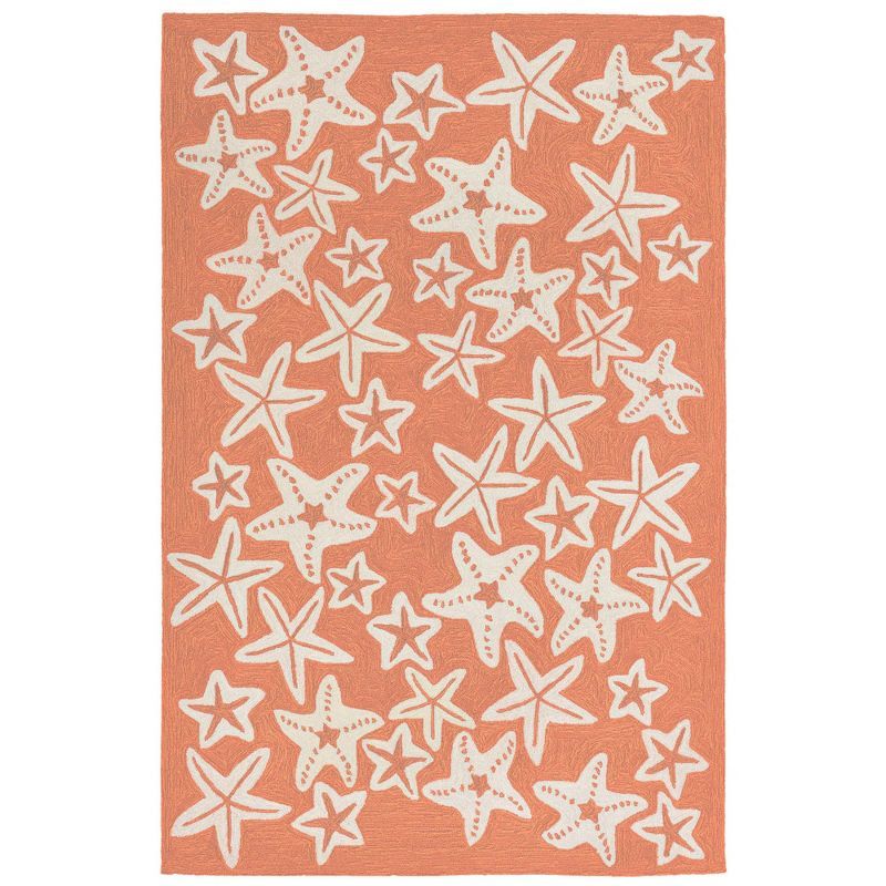 Capri Coral and White Starfish Hand-Tufted 5' x 7' Rug