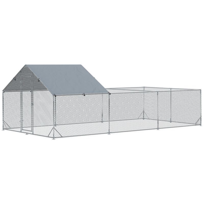 Large Galvanized Steel Walk-In Chicken Coop with Roof