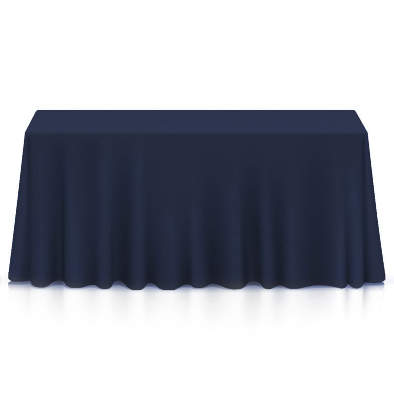 Elegant Navy Blue Polyester Rectangular Tablecloth, 90 x 156 Inches