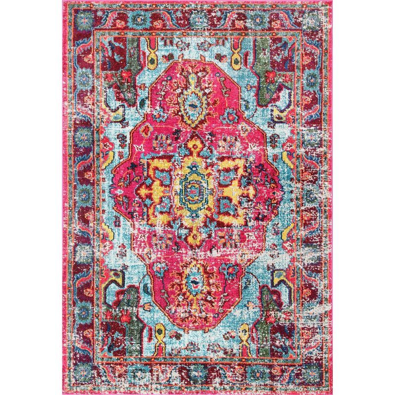 Reversible Medallion Synthetic Area Rug - Stain-resistant and Easy Care