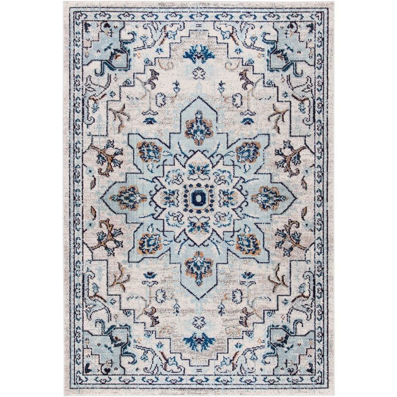 Light Blue Synthetic Flat Woven Non-slip Area Rug