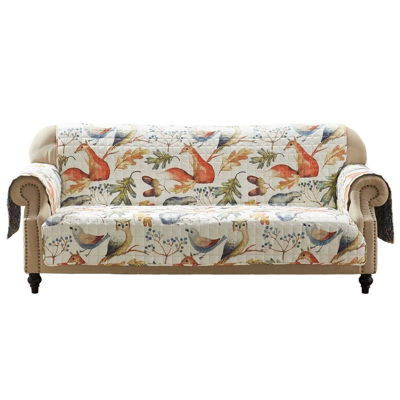 Reversible Natural Polyester Sofa Furniture Protector with Forest Animals