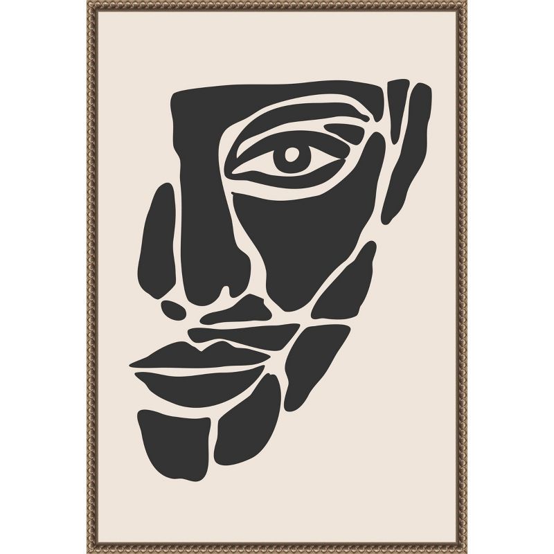 Beaded Bronze Framed Abstract Face Canvas Wall Art 16 x 23-in