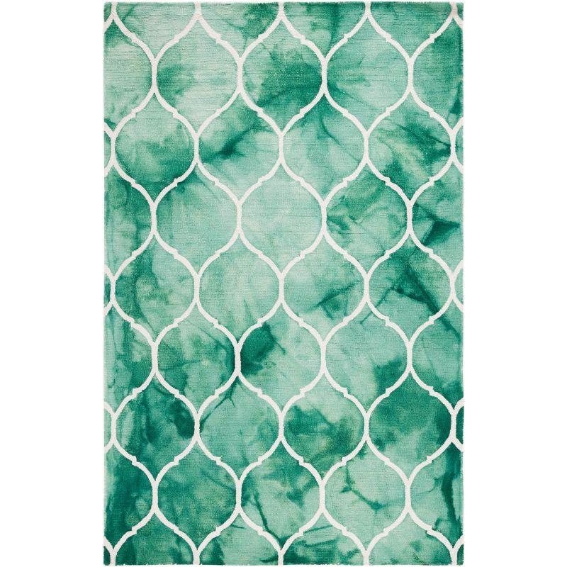 Hand-Tufted Woolen Splash Green/Ivory Rectangular Area Rug - 5' x 8'