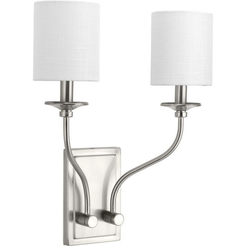 Bonita Brushed Nickel 2-Light Wall Sconce with Linen Shades