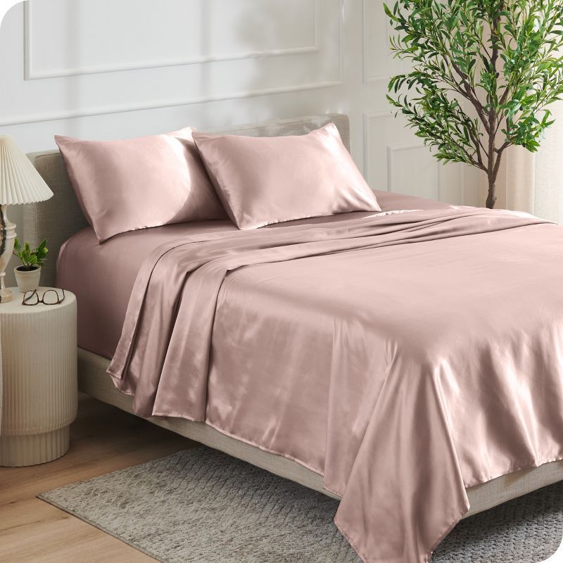 Twin XL Blush Satin Deep Pocket Sheet Set