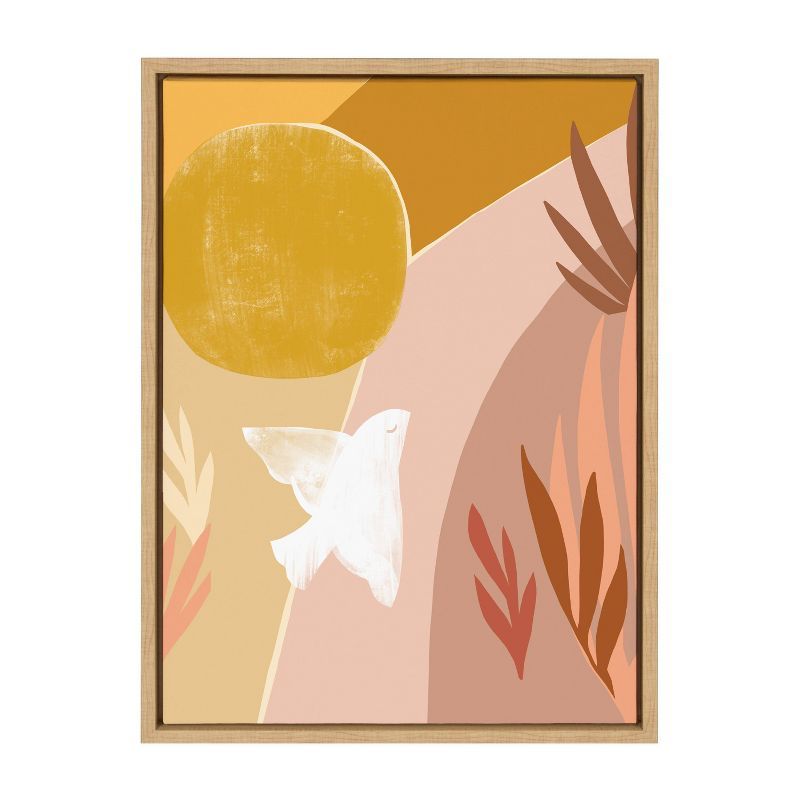 24" x 18" Natural Sunrise Dove Canvas Print with Wooden Frame