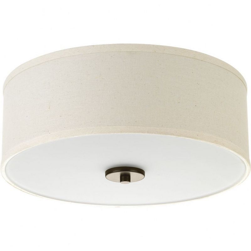 Elegant Bronze 16" Drum Flush Mount with Etched Glass Diffuser