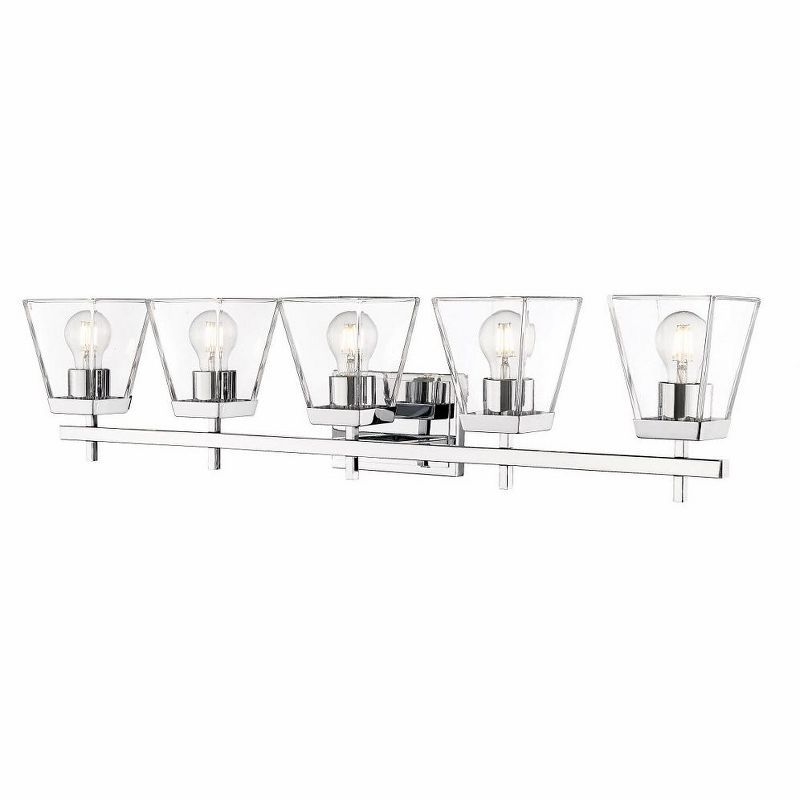 Lauren 39" Chrome 5-Light Vanity with Glass Shades