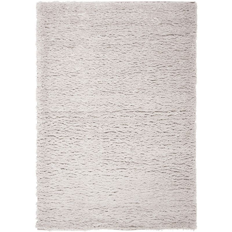 Luxurious Silver Shag 59" Hand-Knotted Wool-Blend Area Rug