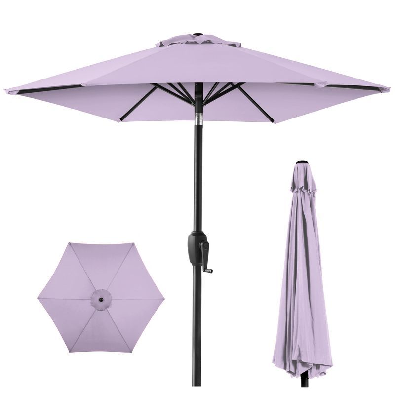 Lavender Hexagon Market Patio Umbrella with Black Metal Pole