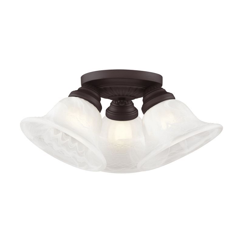 Edgemont Bronze 3-Light Flush Mount with Alabaster Glass