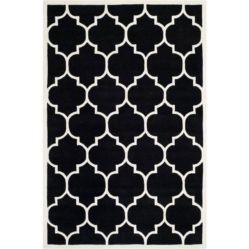 Black and Ivory 6' x 9' Hand-Tufted Wool Rug