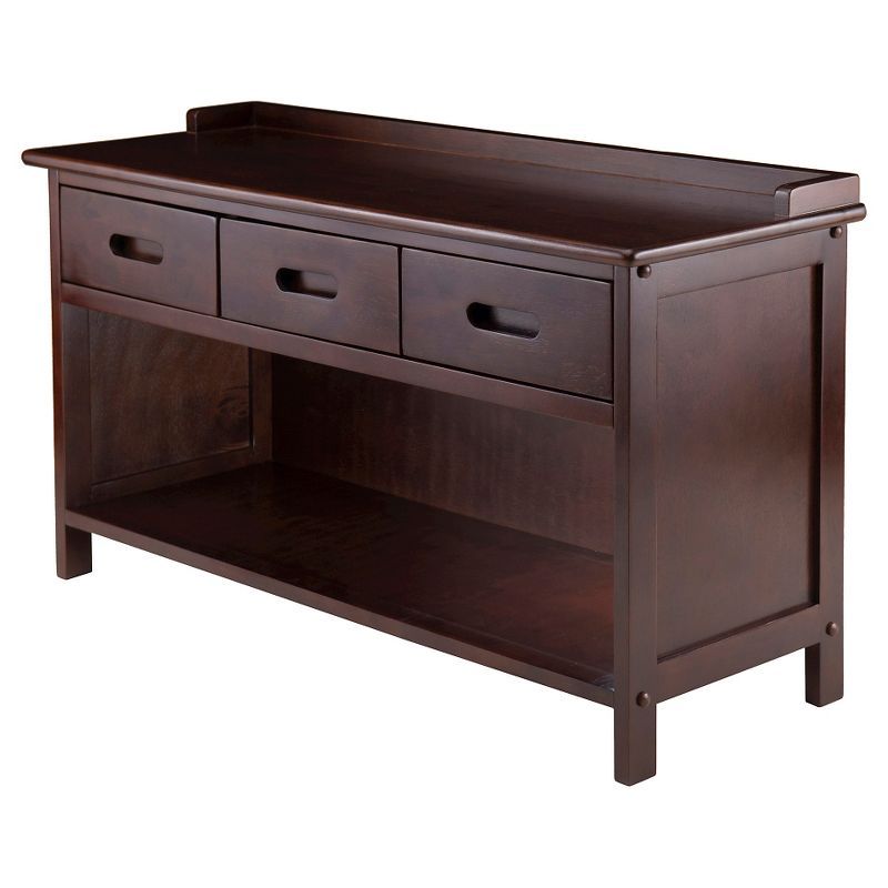 Transitional Walnut Finish Storage Bench with 3 Drawers