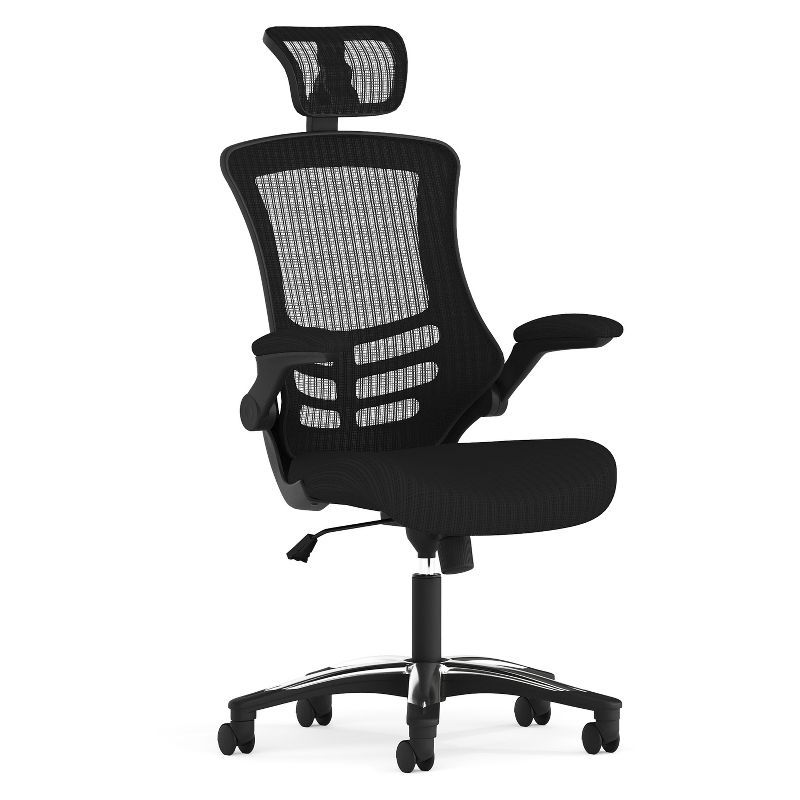 High-Back Black Mesh Swivel Executive Office Chair with Adjustable Arms