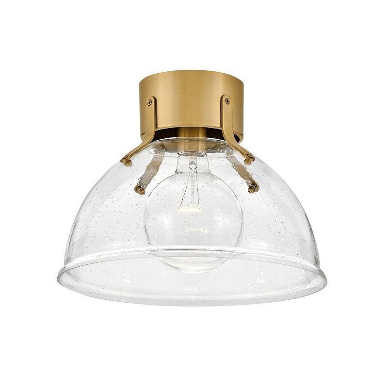 Heritage Brass Clear Seedy Glass 1-Light Flush Mount Bowl