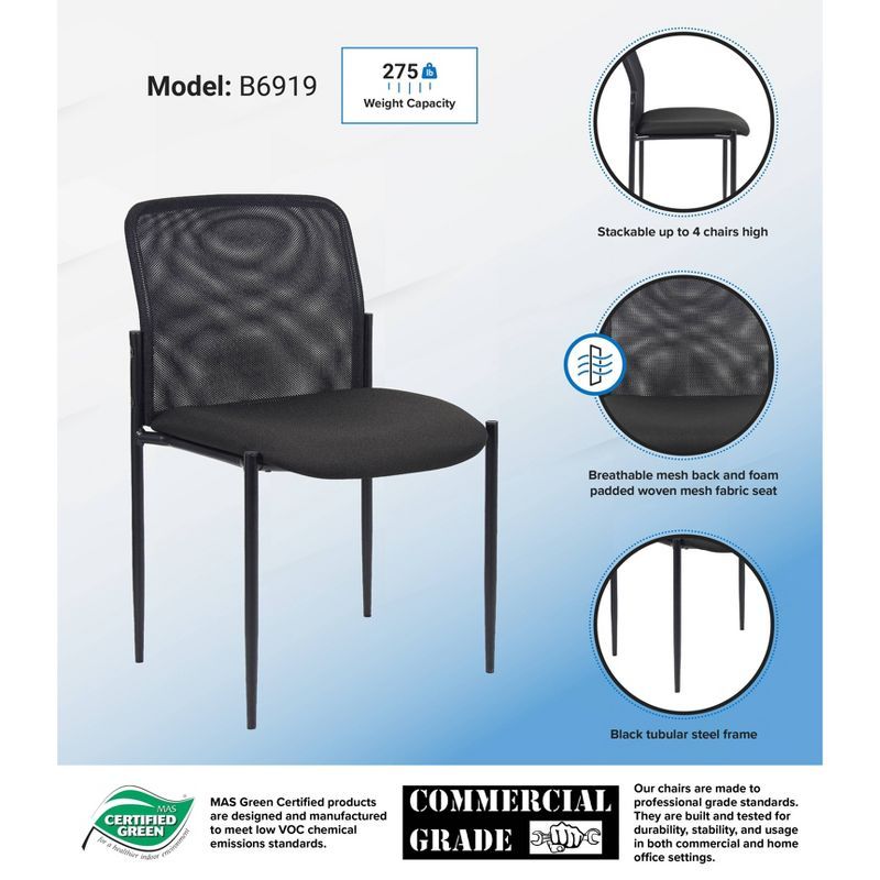 Black Mesh and Metal Stackable Guest Chair