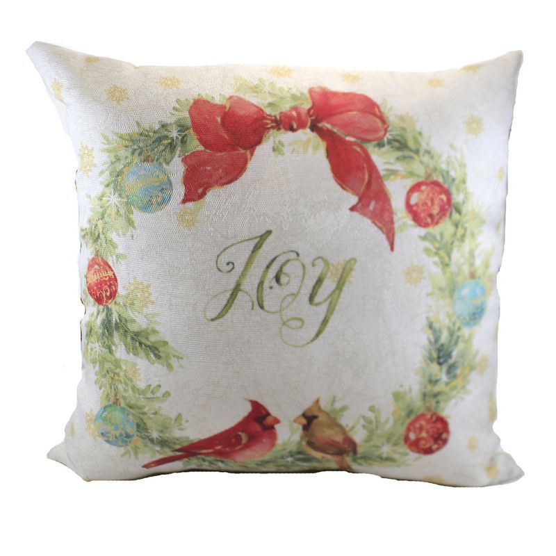 Ivory and Gold Holiday Cardinals Joy Pillow Set