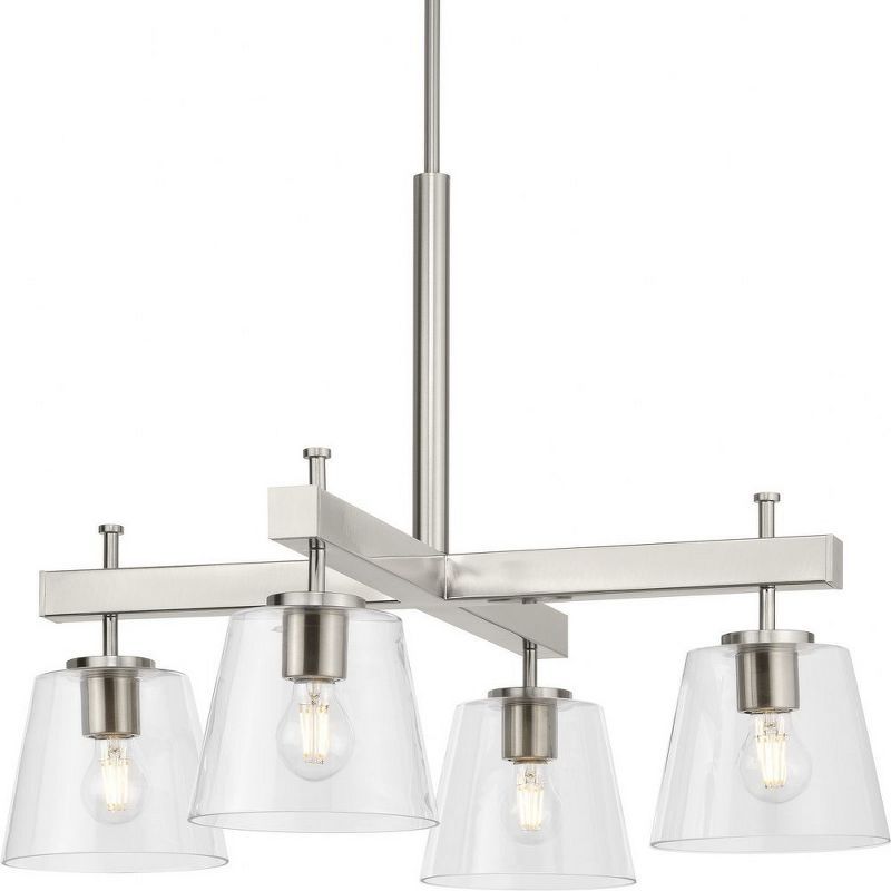 Saffert Brushed Nickel 4-Light Chandelier with Clear Glass Shades