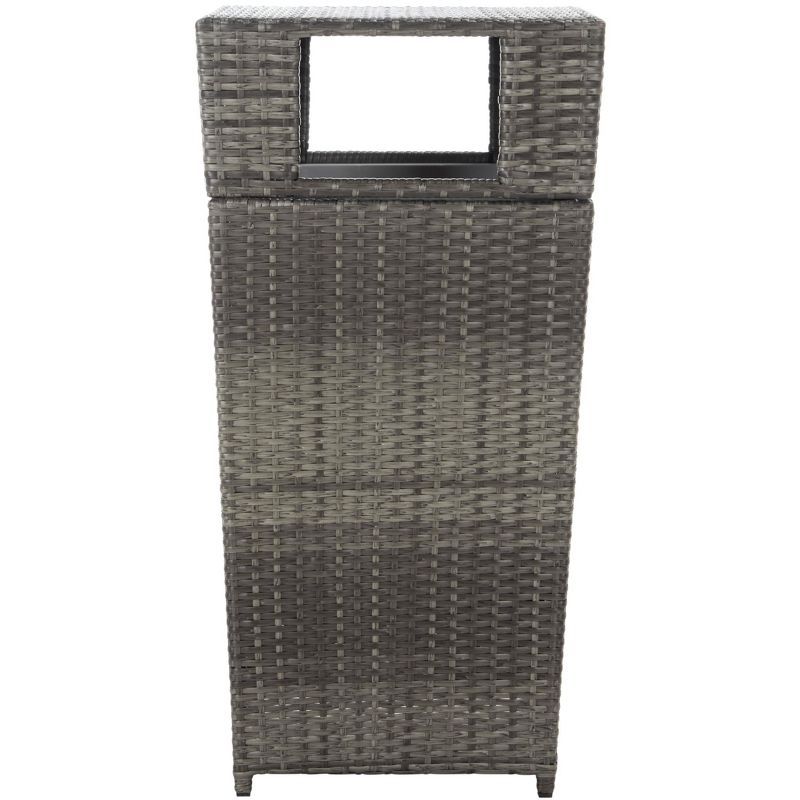 Mazeli Gray Wicker Outdoor Trash Bin with Removable Lid