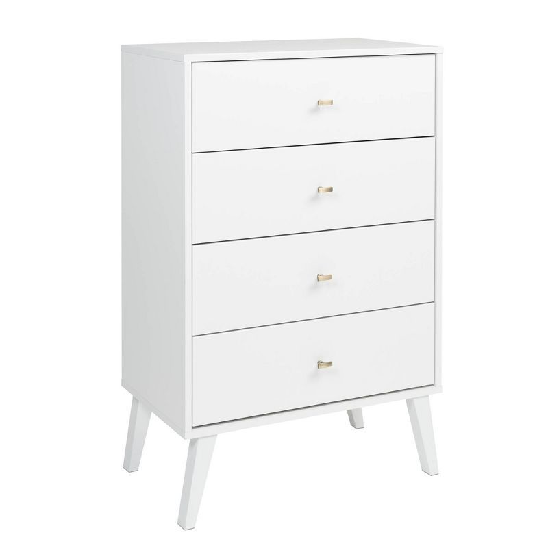 White Mid-Century Modern 4-Drawer Vertical Chest