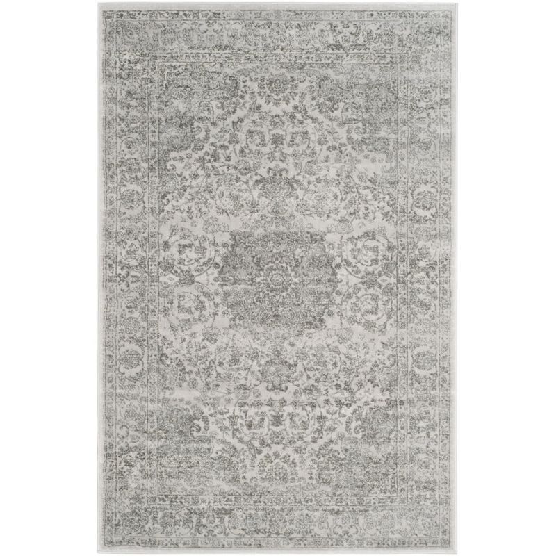 Gray Hand-Knotted Synthetic Traditional Area Rug