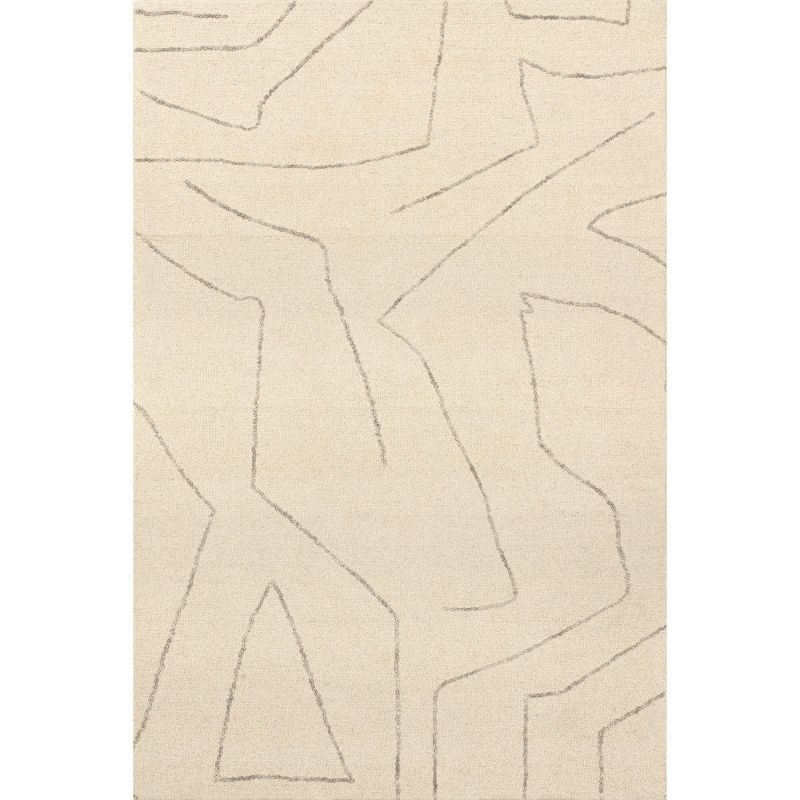 Ivory Abstract Wool Handmade Tufted 8' x 10' Area Rug