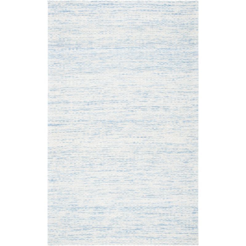 Marbella Blue and Ivory Flat Woven Wool Area Rug