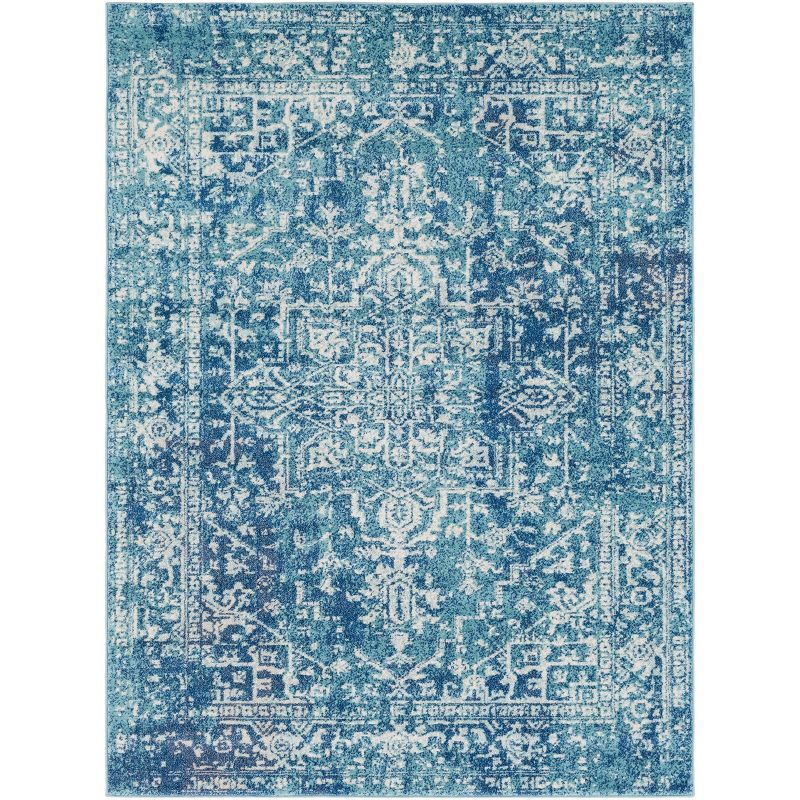 Reversible Teal Medallion 2'x3' Synthetic Area Rug