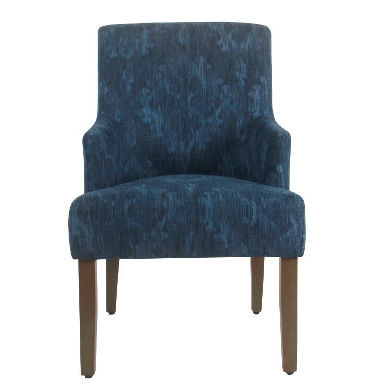 Meredith Distressed Blue Patterned Parsons Side Chair with Wood Legs