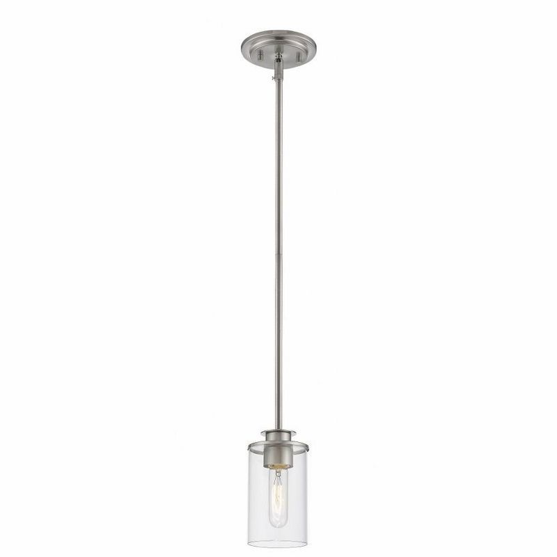 Savannah Brushed Nickel Mini Pendant with Clear Glass Shade