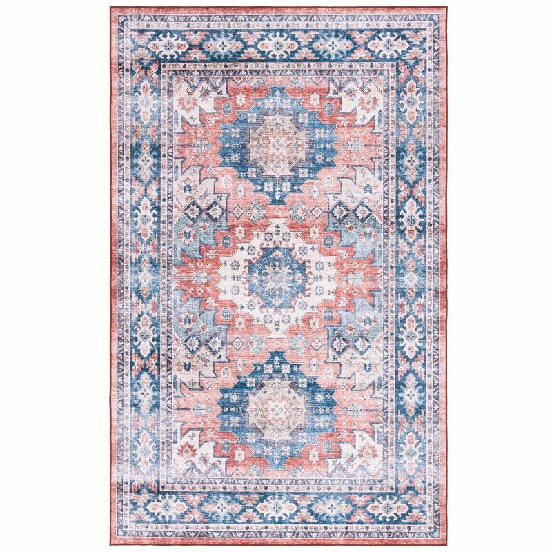 Arizona Blue Rust Washable Synthetic Area Rug 3' x 5'