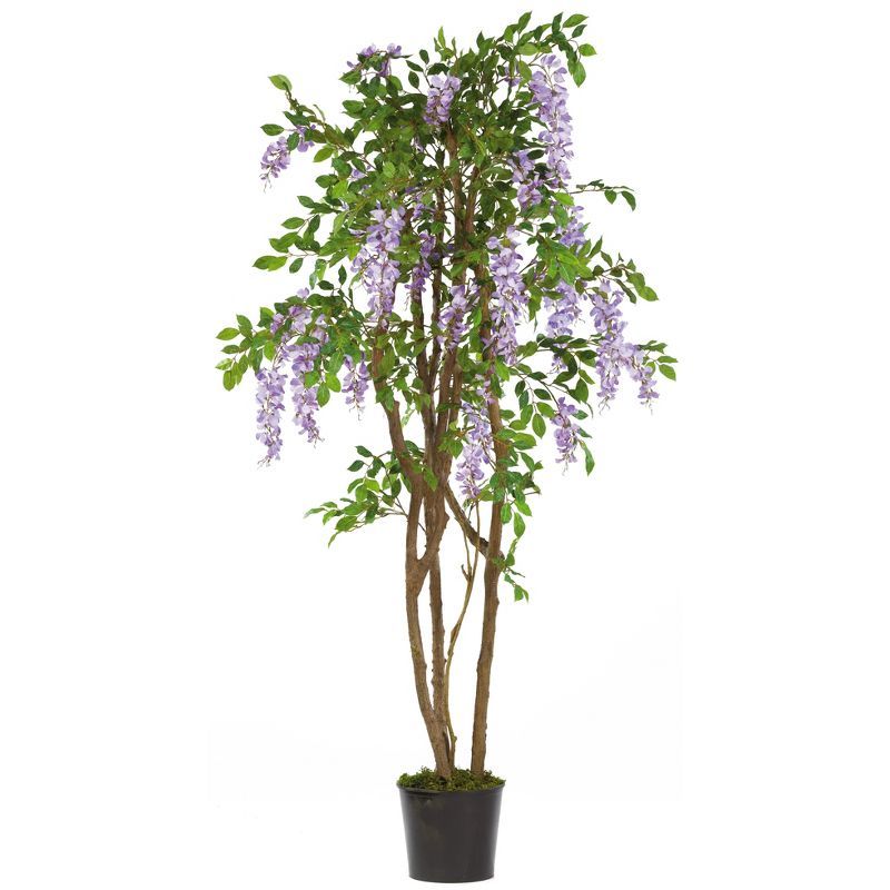 Tiny Purple Silk Wisteria Faux Potted Plant