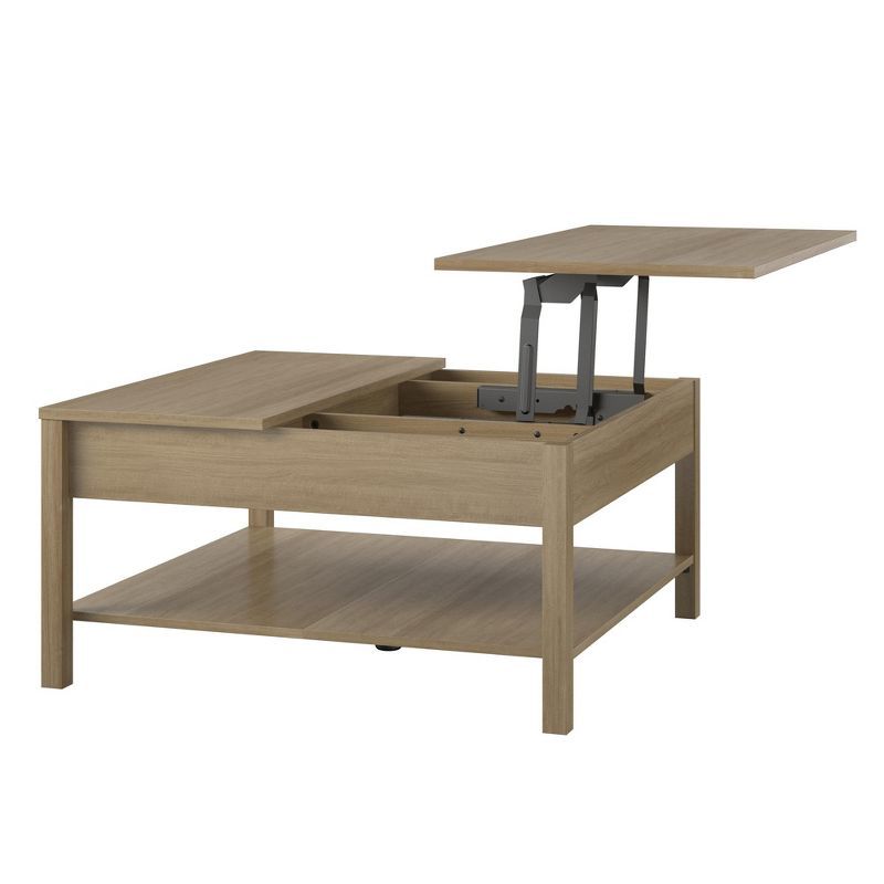 Natural Wood Rectangular Lift-Top Coffee Table with Storage