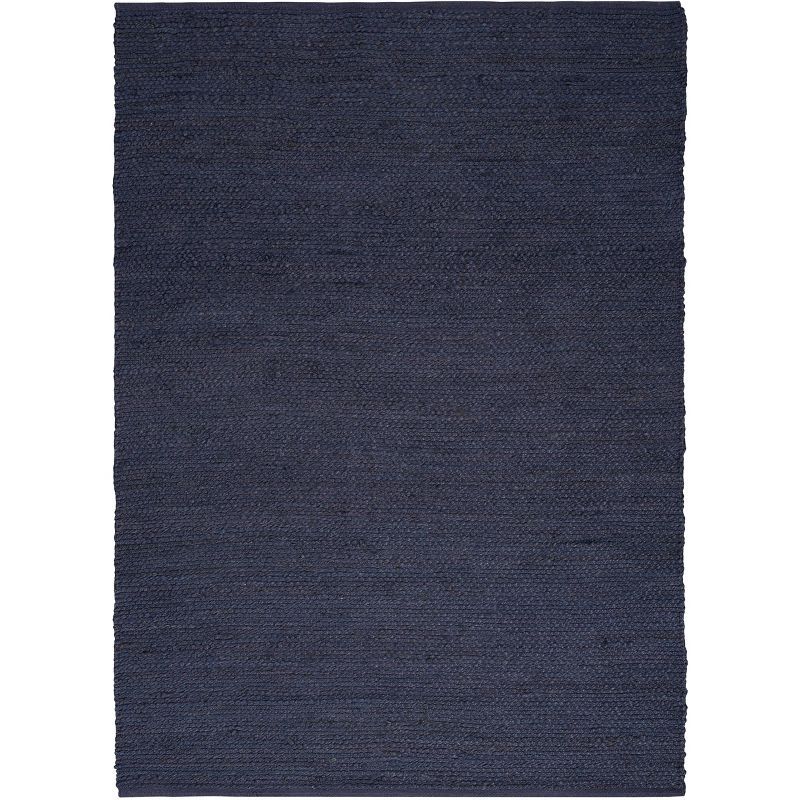 Handmade Navy Blue Natural Jute 4' x 6' Rectangular Rug