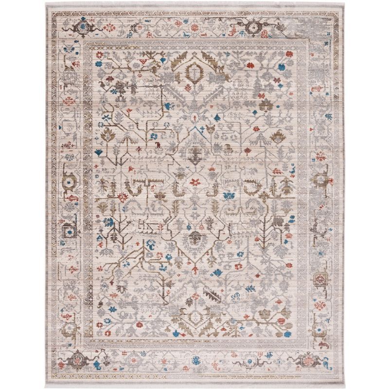 Ivory and Sage 8' x 10' Rectangular Flat Woven Synthetic Rug