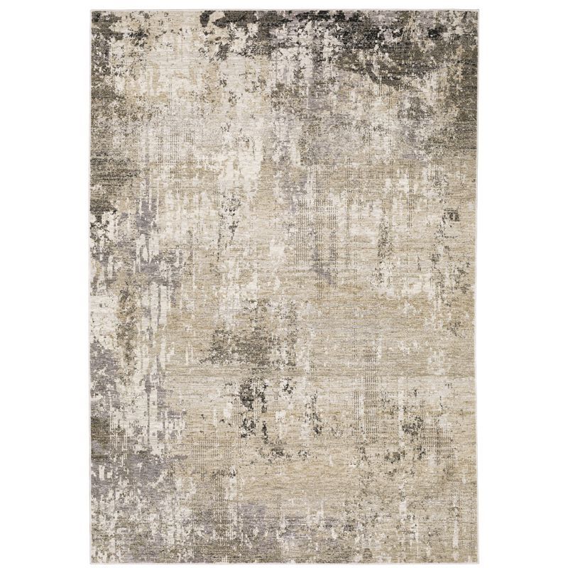 Nebulous Ivory and Gray Abstract Rectangular Area Rug