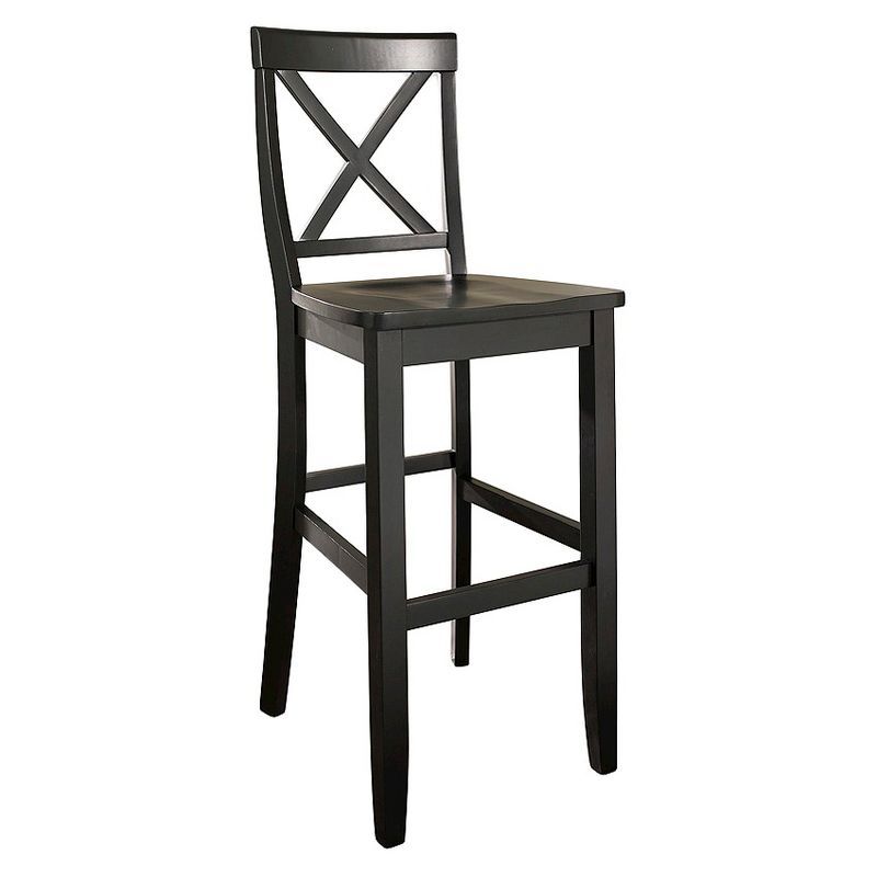 Modern Classic X-Back Solid Hardwood 30" Barstool in Black - Set of 2