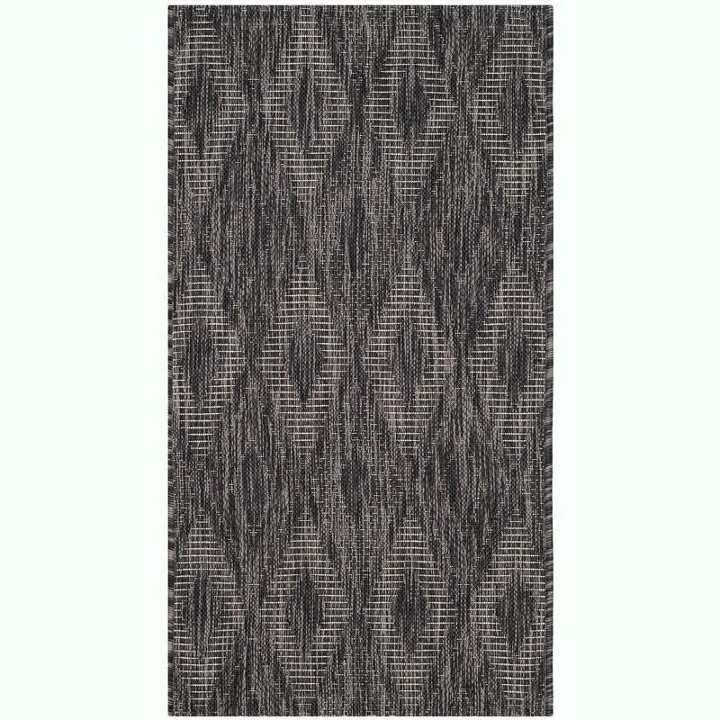 24" Square Black Synthetic Easy-Care Indoor/Outdoor Rug