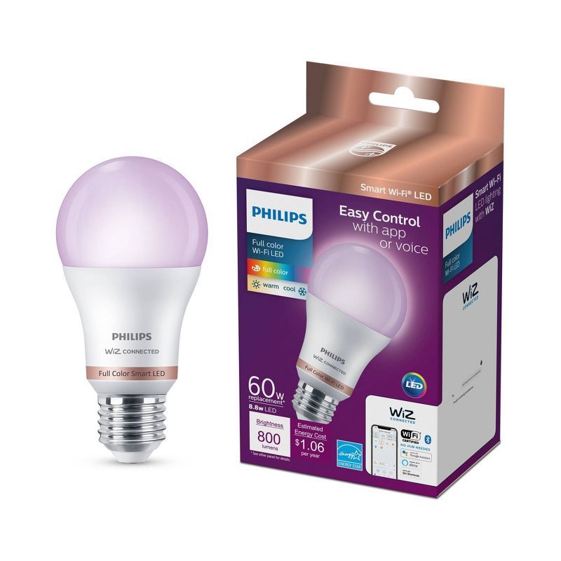 Philips 60W Multi-Color Smart LED Light Bulb with Wi-Fi