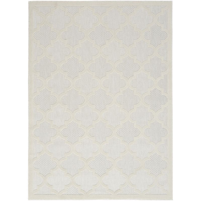 Ivory/White 4' x 6' Synthetic Trellis Flat Woven Rug