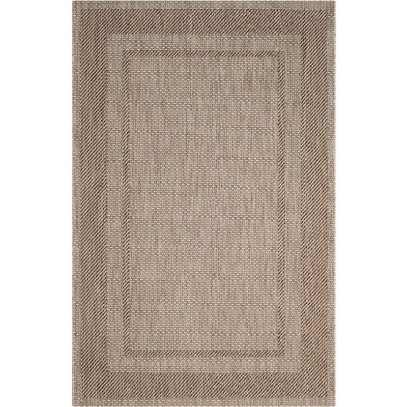 Beige & Brown Round Synthetic 47" Indoor/Outdoor Area Rug