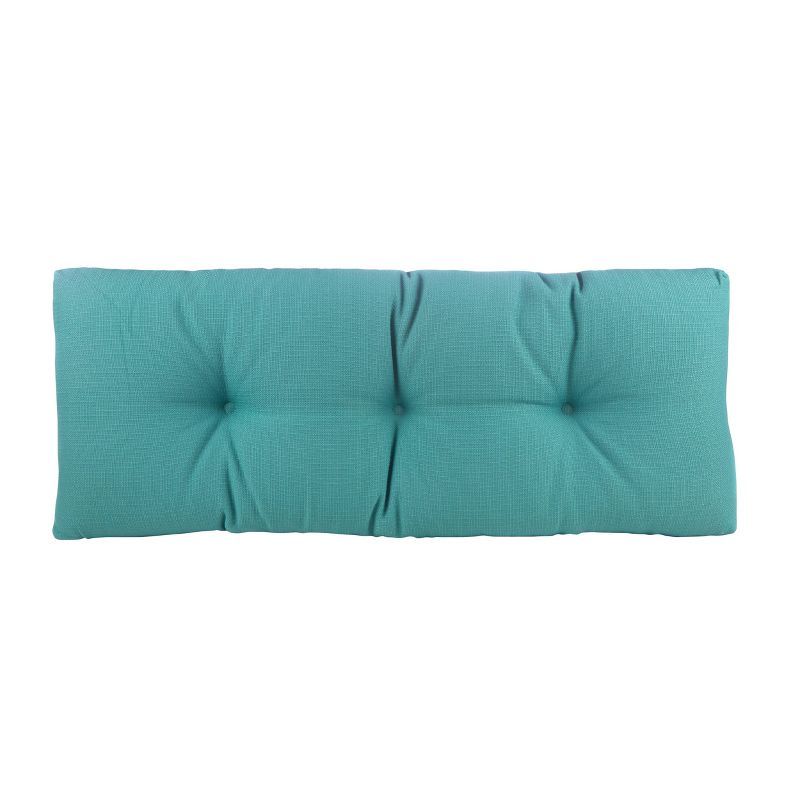 Teal Tufted 36" Indoor Bench Cushion with Non-Slip Gripper