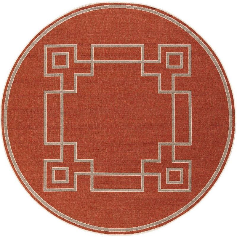 Natalie 5'3" Round Rust Wool Geometric Area Rug