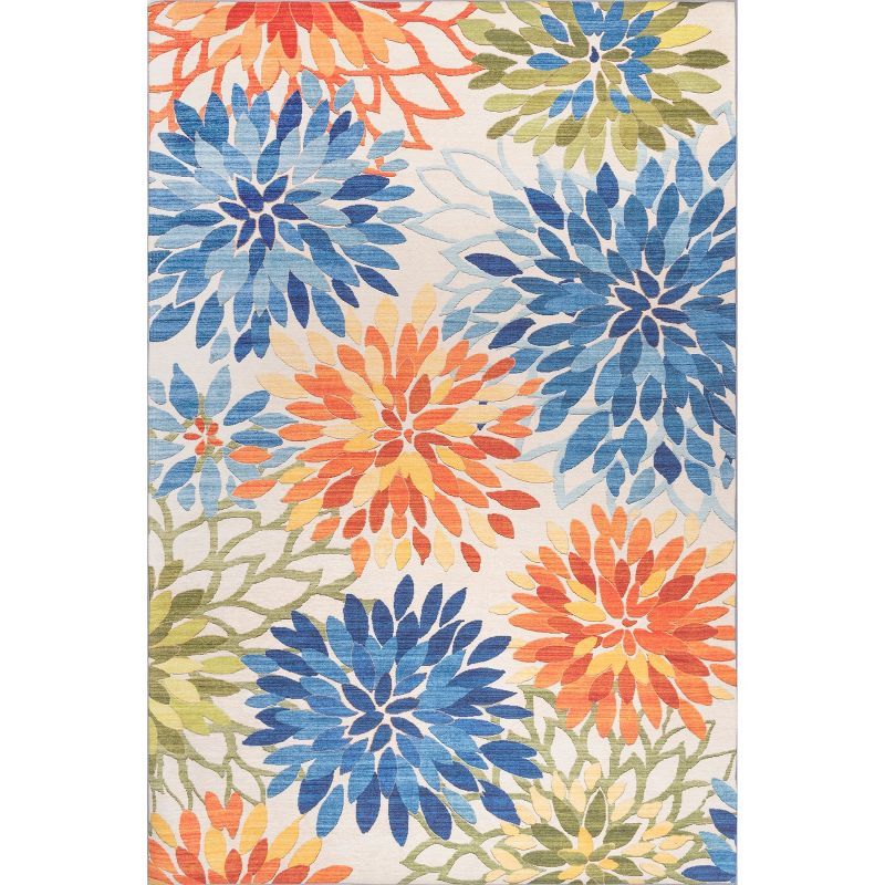 Rosana Multicolor Floral Washable Synthetic Area Rug 3' x 5'